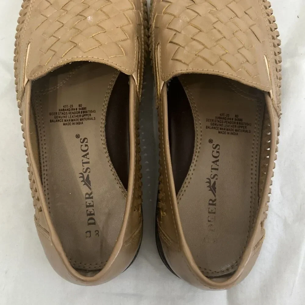 Deer Stags Mens Light Brown Basket Weave Casual Dress Shoes Sz 8 D